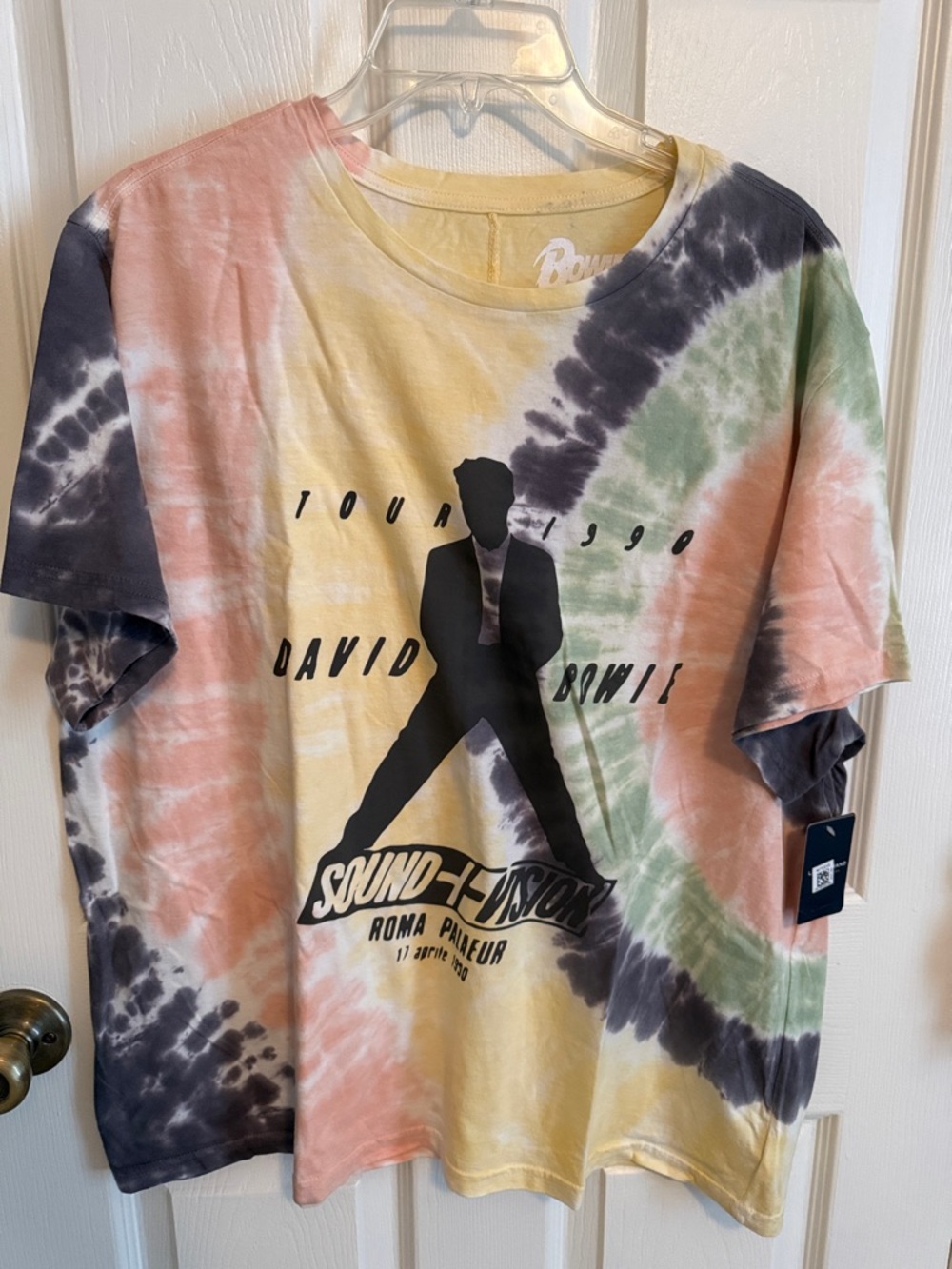 NWT SZ XL Lucky Brand Pastel Tie-Dye David Bowie Pink, Yellow, Green, Black